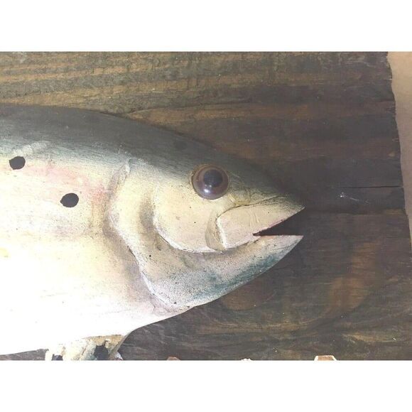 Vintage Nautical Rainbow Trout Fish Wall Hanging Art Handmade Wood Carved Art - Picture 4 of 6